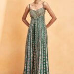 Hand-embroidered Silk Dress - Green