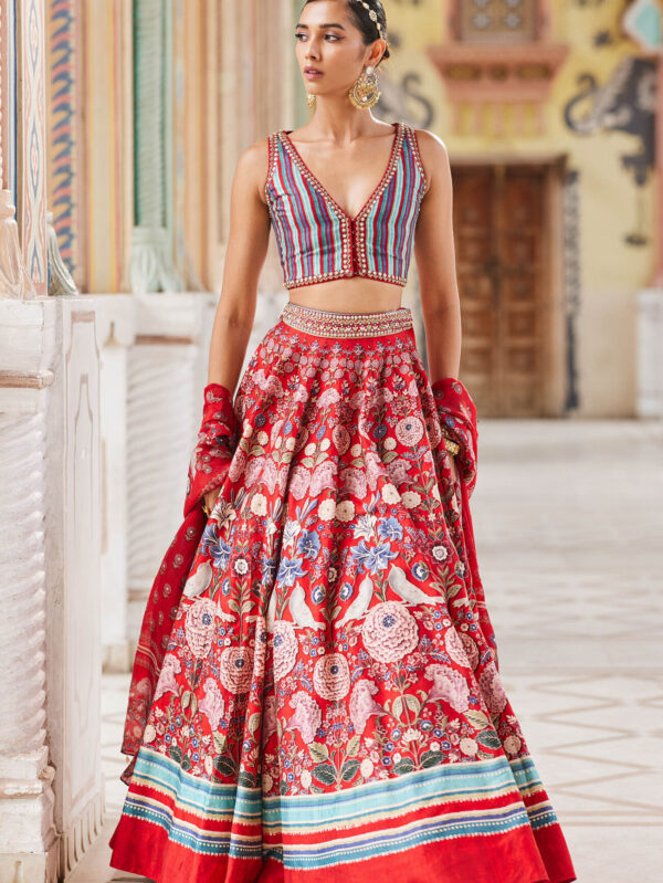 Ghazal Lehenga - Red