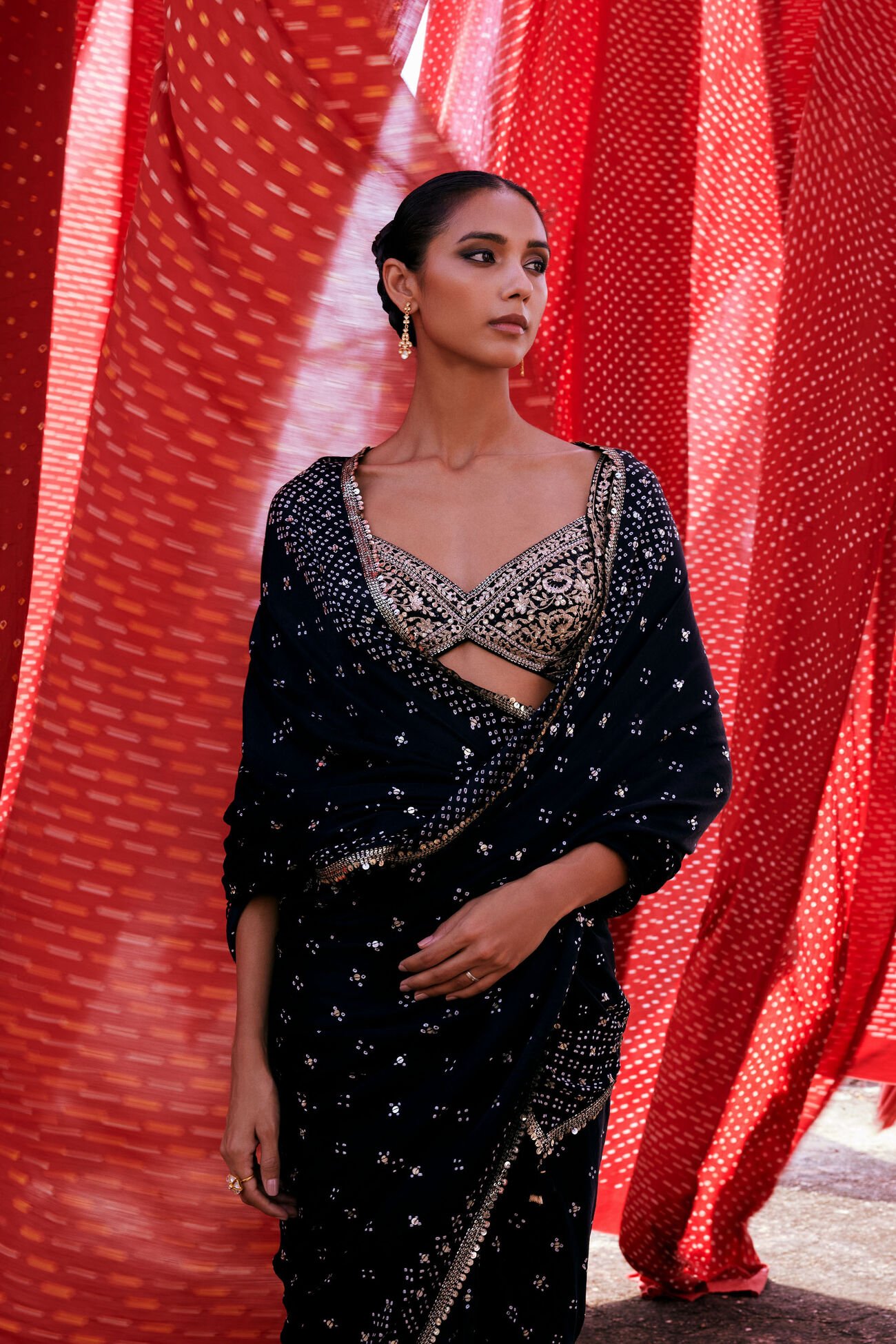 Bahi Bandhani Silk Saree in Black - Image 4