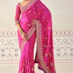 Embroidered Saree - Pink