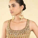 Printed Silk Choli - Mustard