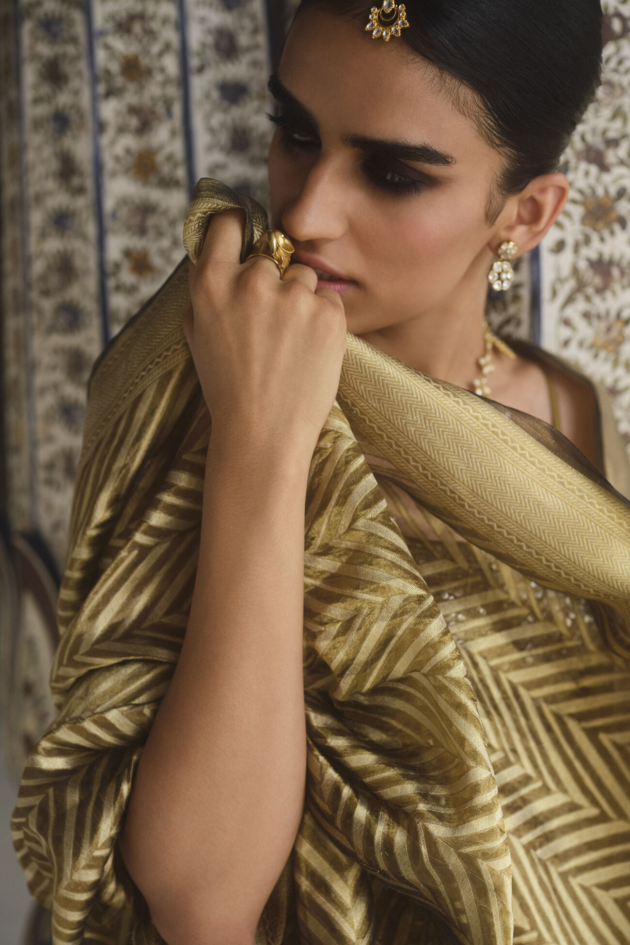 Adveka Benarasi Silk Lehenga Set in Olive - Image 4