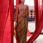 Silk Pre-draped Saree - Olive