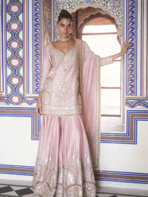 Gota Patti Mul Sharara Set - Blush