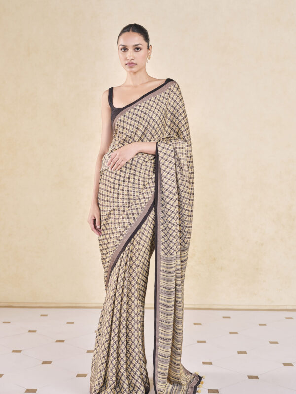 Ajrakh Saree - Mustard