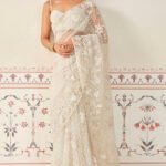 Embroidered Saree Set - Ivory