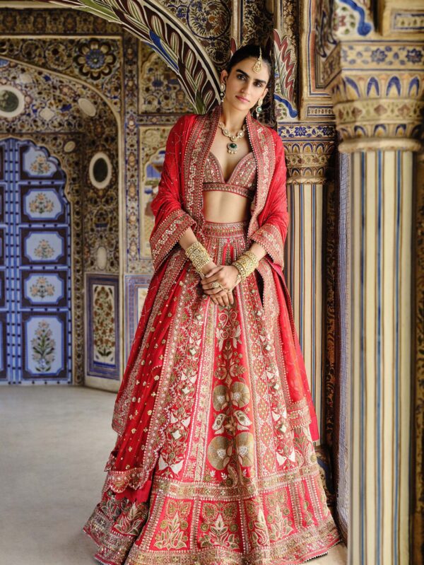 Silk Lehenga Set - Red
