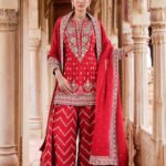 Cord Silk Suit Set - Red