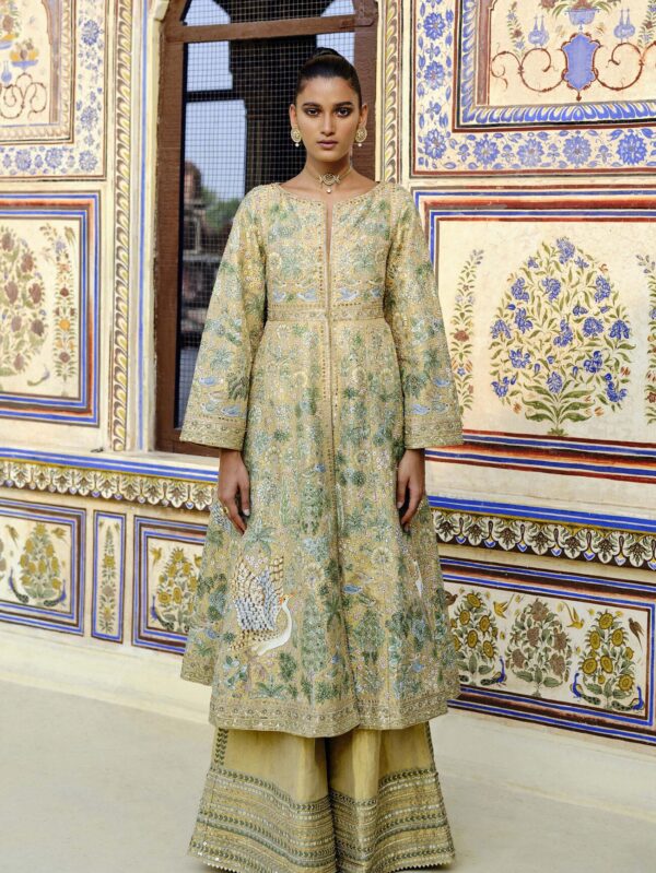 Pichhwai Silk Jacket Set - Gold