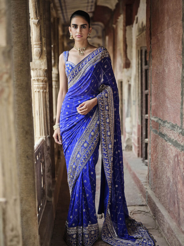 Georgette Saree - Blue