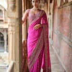 Georgette Saree - Hot Pink