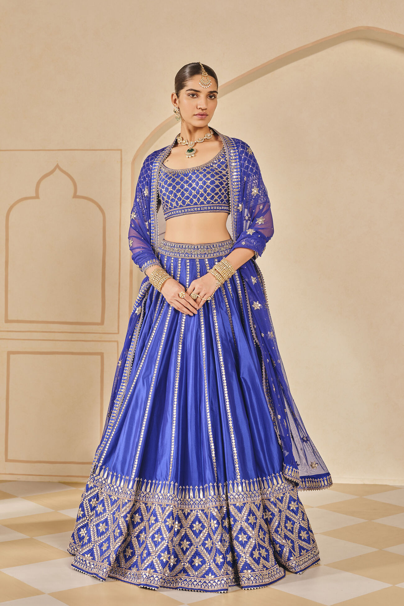 Gota Patti Silk Lehenga Set - Blue
