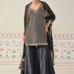 Patti Silk Sharara Set - Black