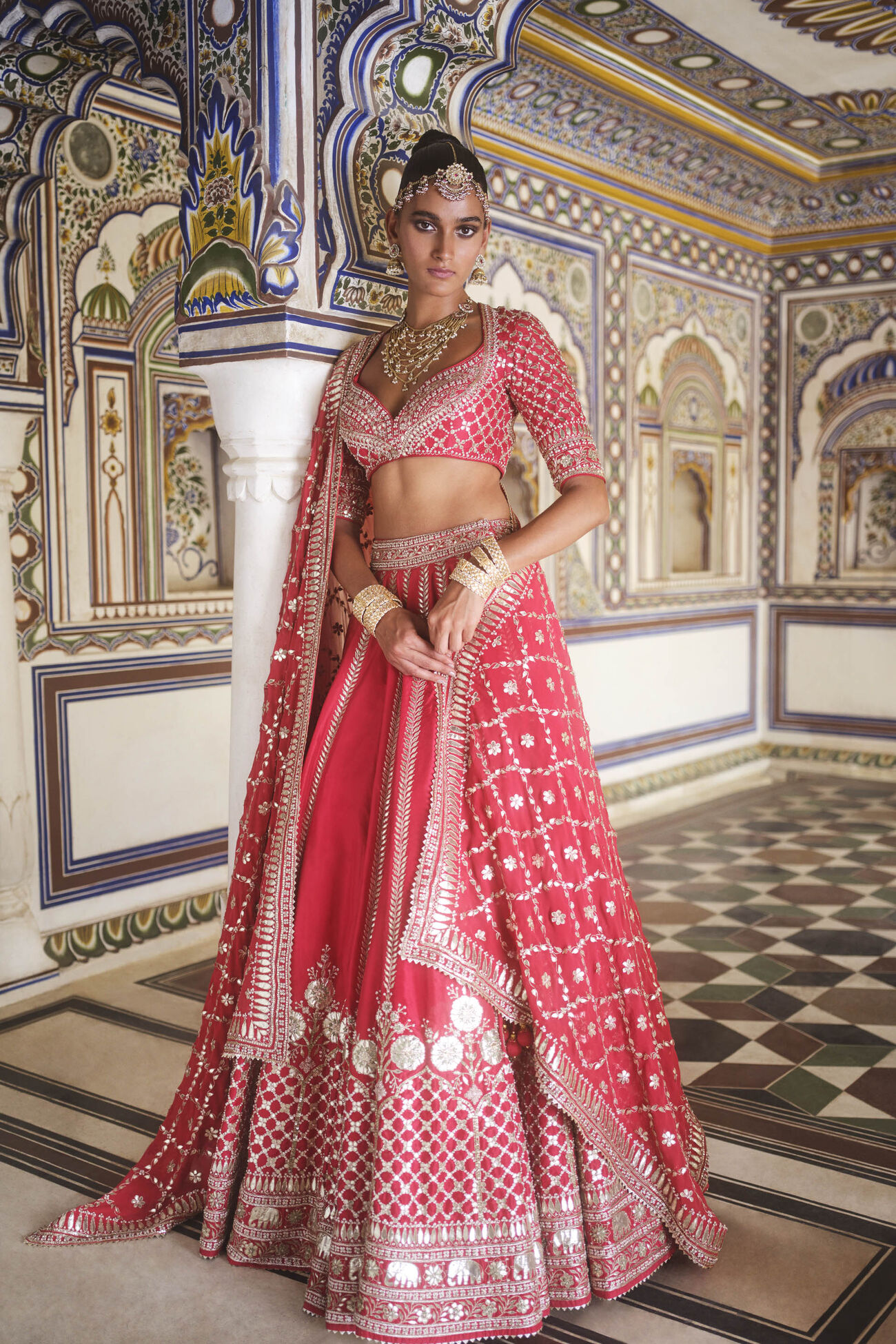 Tarangini Silk Lehenga in Red - Image 5