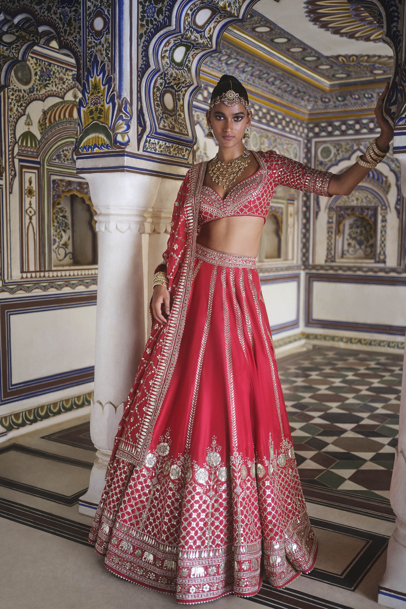 Tarangini Silk Lehenga in Red - Image 4