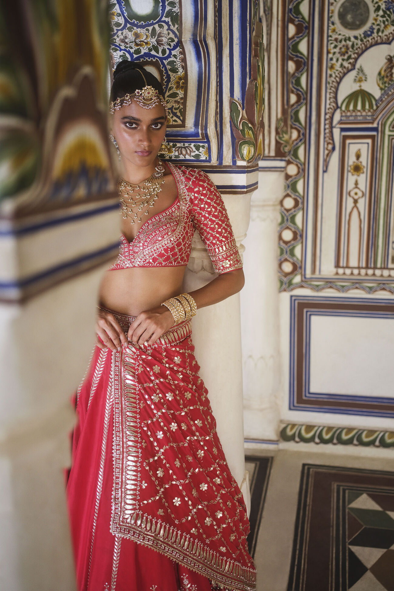 Tarangini Silk Lehenga in Red - Image 3