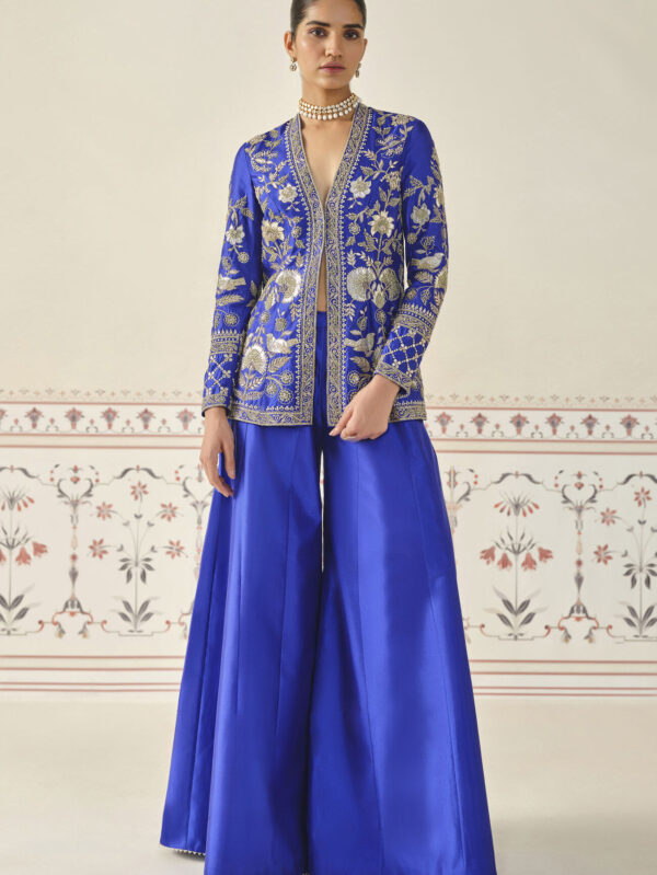 Patti Silk Sharara Set - Blue