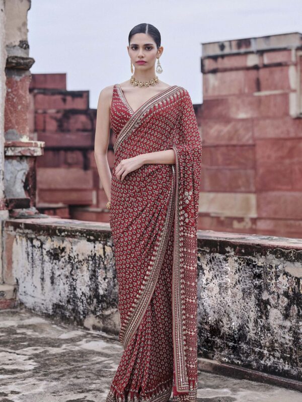 Georgette Saree - Red