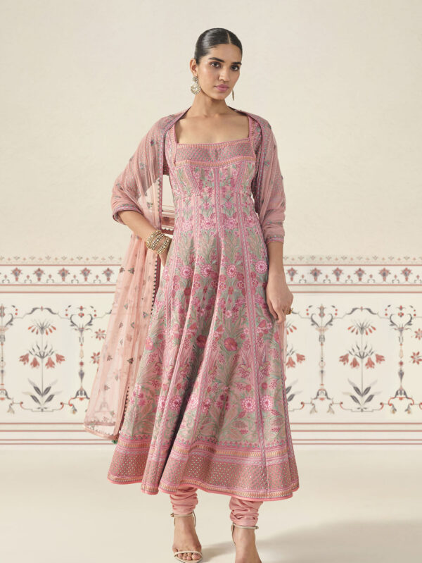 Embroidered Anarkali Set - Blush