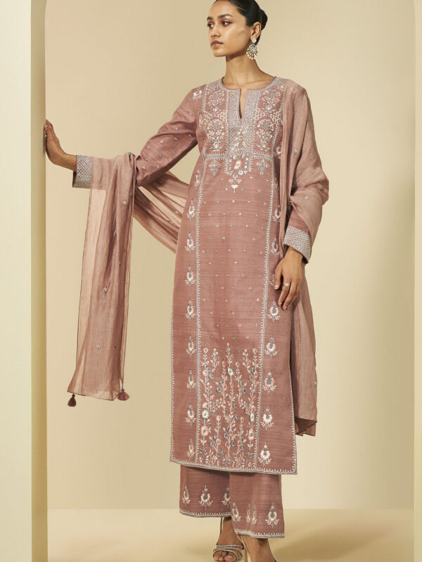 Embroidered Silk Suit Set