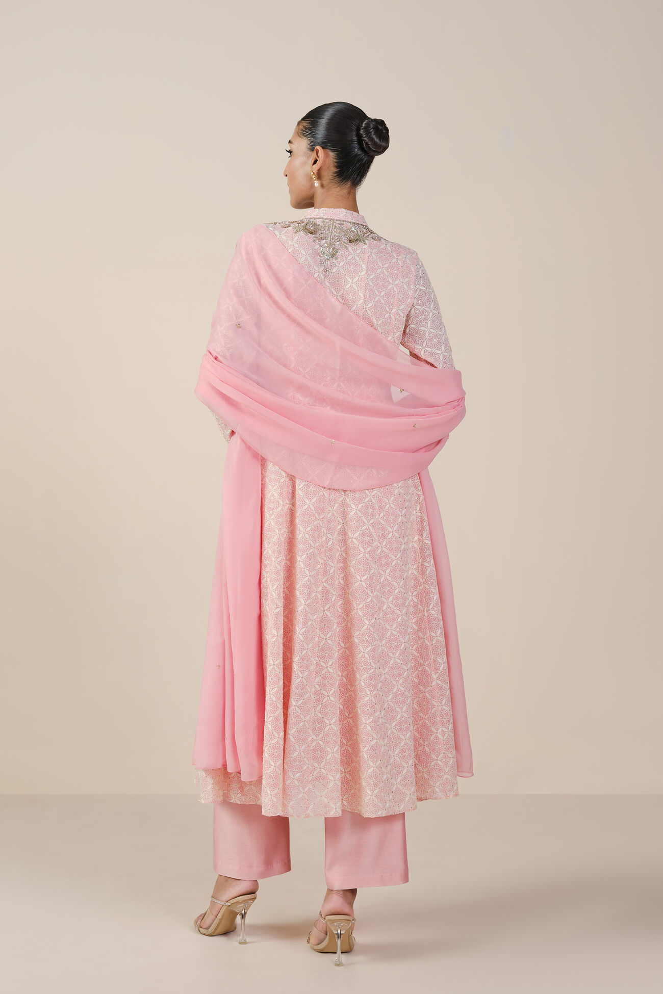 Josika light-Embroidered Georgette Suit in Blush - Image 3