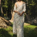 Embroidered Silk Saree - Ivory