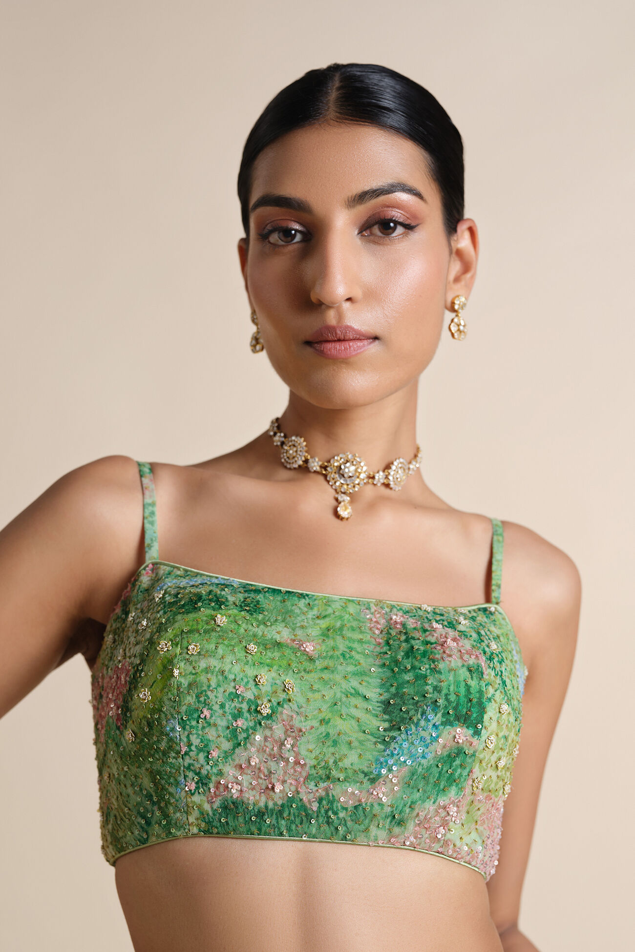 Embroidered Choli - Green
