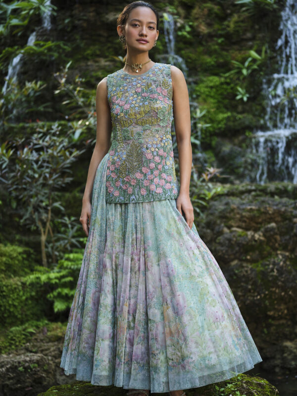 Applique Skirt Set - Blue