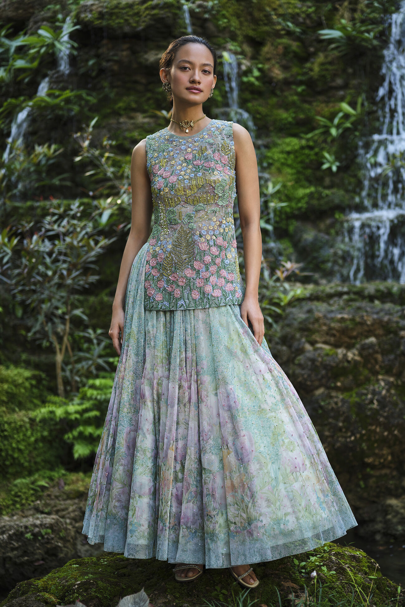 Applique Skirt Set - Blue