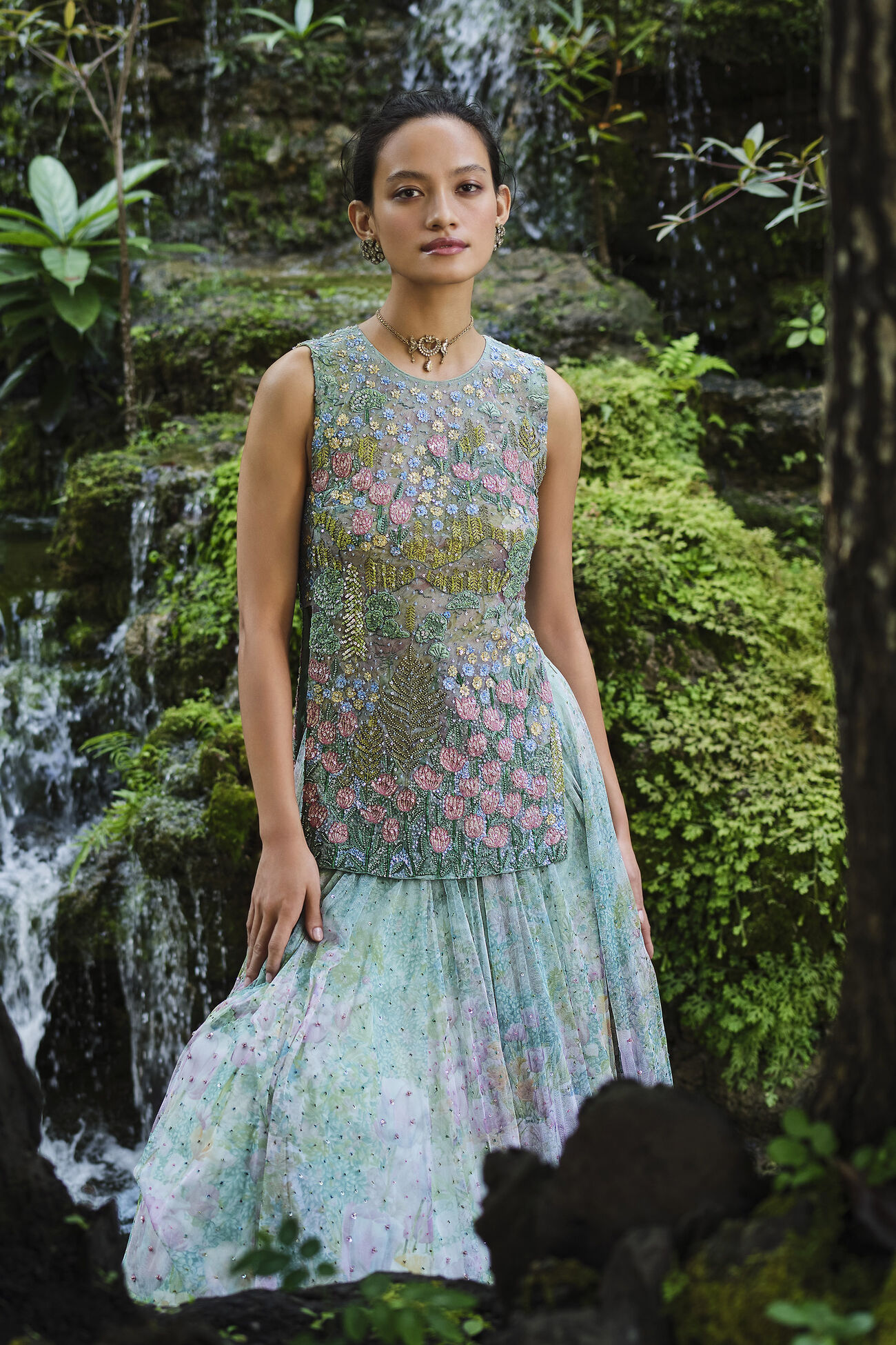 Isla Applique Skirt Set in Blue - Image 4