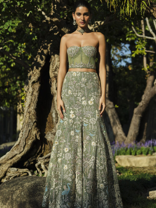 Silk Skirt Set - Sage