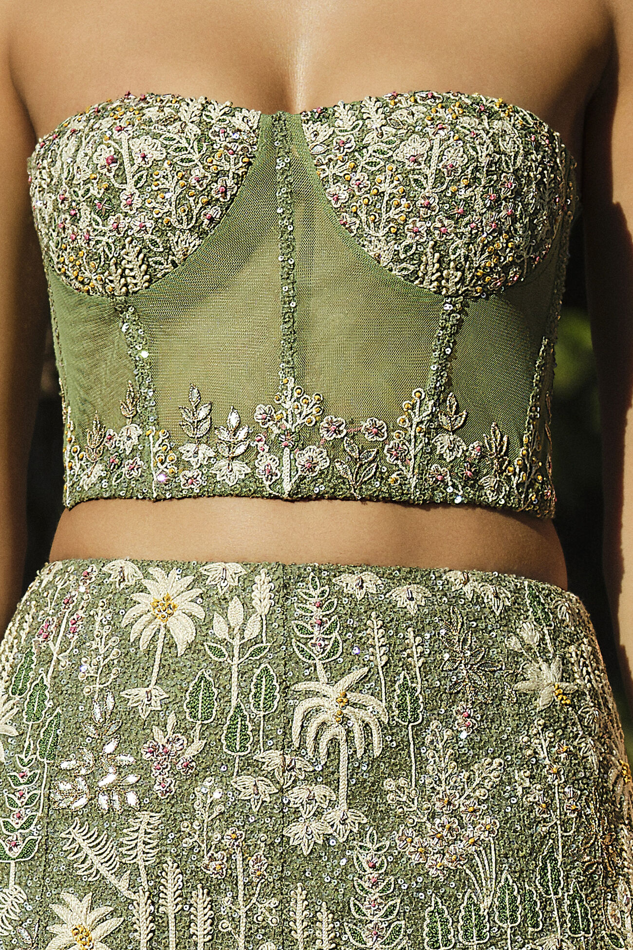 Elodea Silk Skirt Set in Sage - Image 4