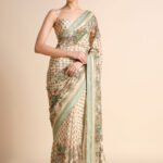Printed Silk Saree - Ivory