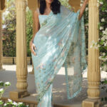 Chiffon Saree - Powder Blue