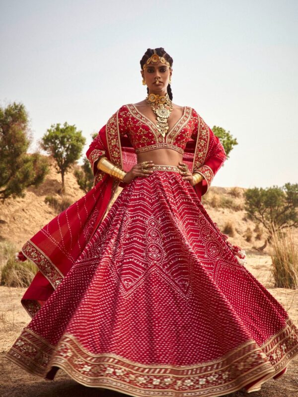 Bandhani Lehenga Set - Red