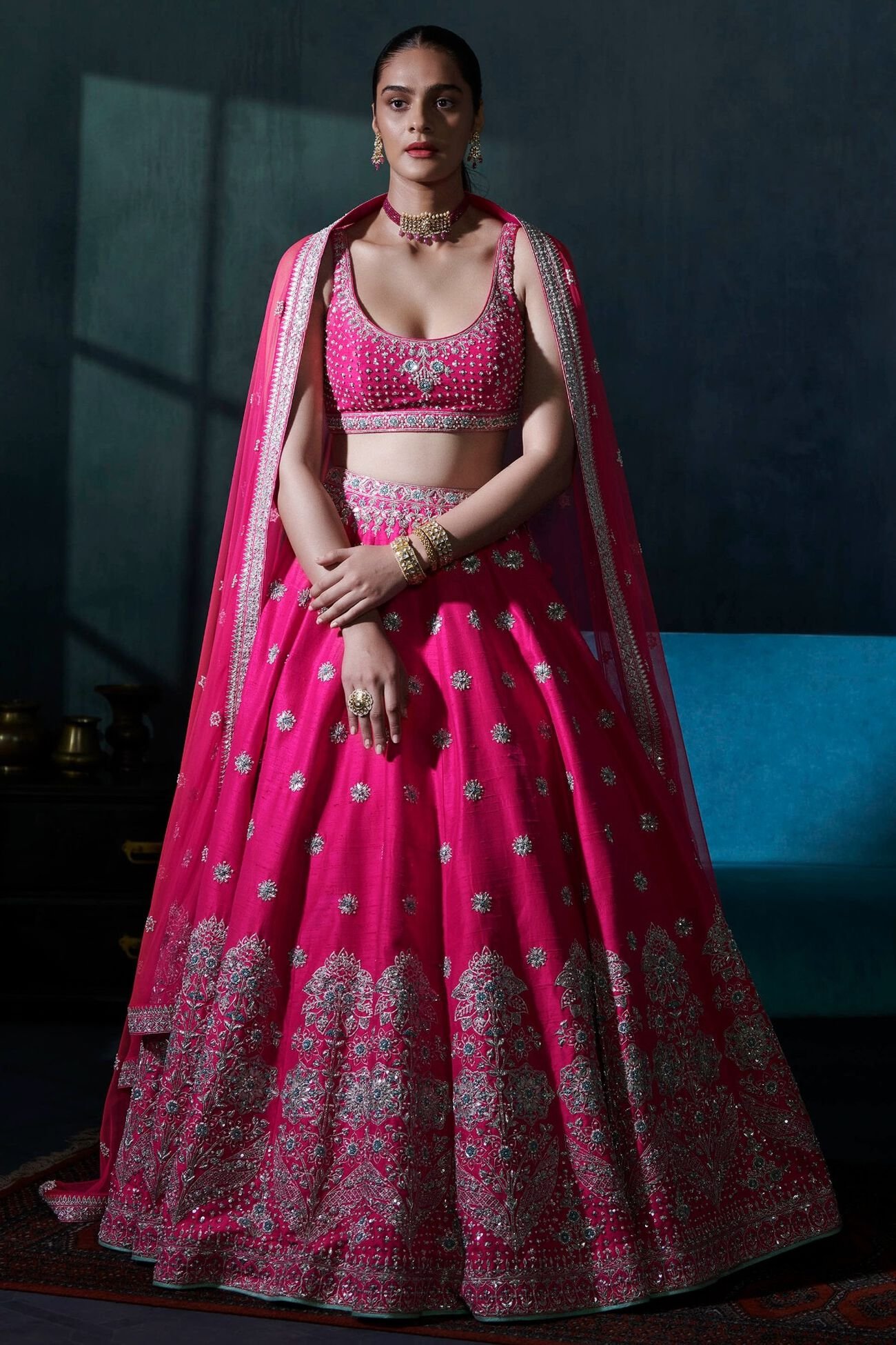 Lehenga Set - Carrot Pink