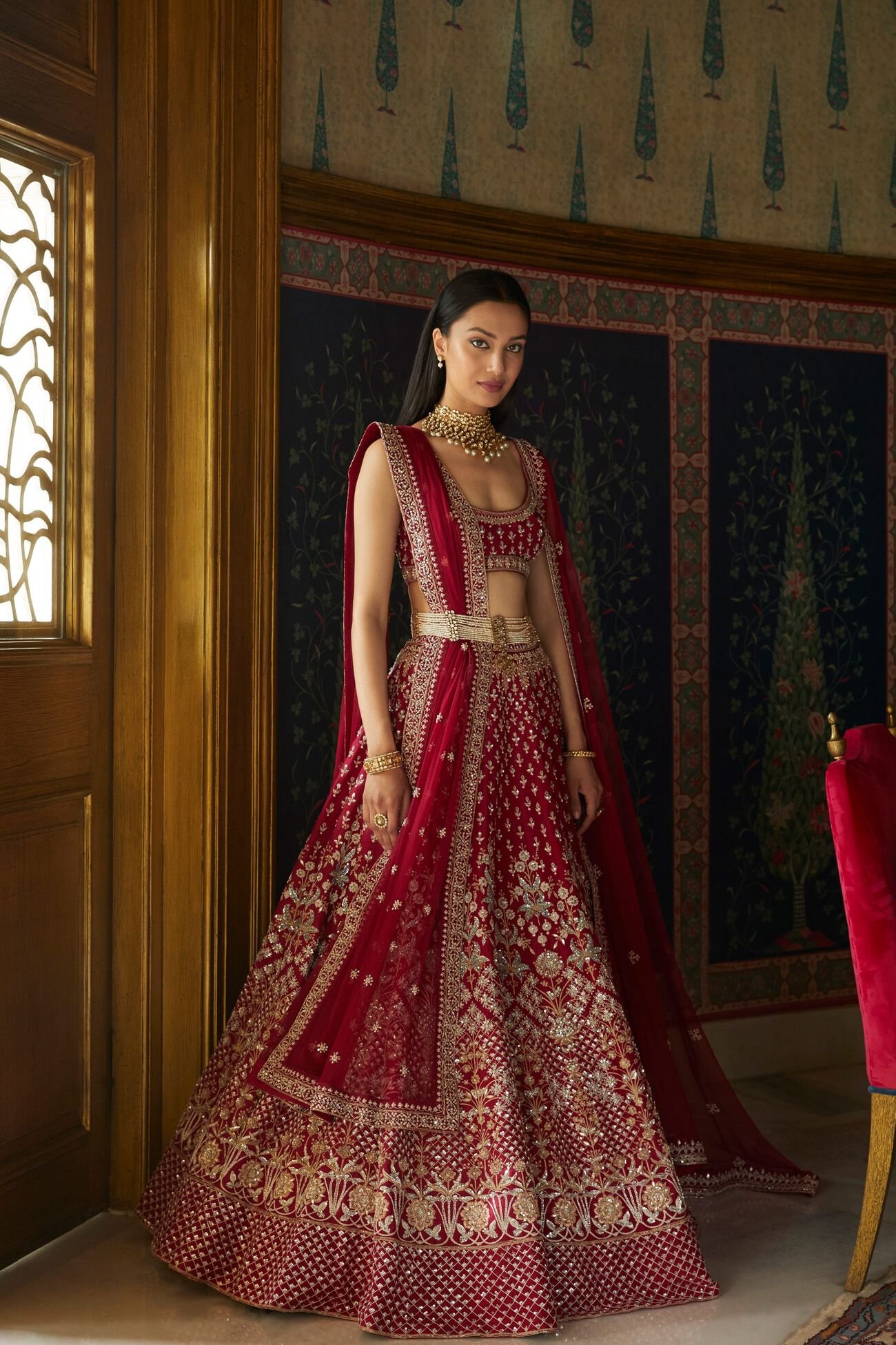 Lehenga Set-Wine