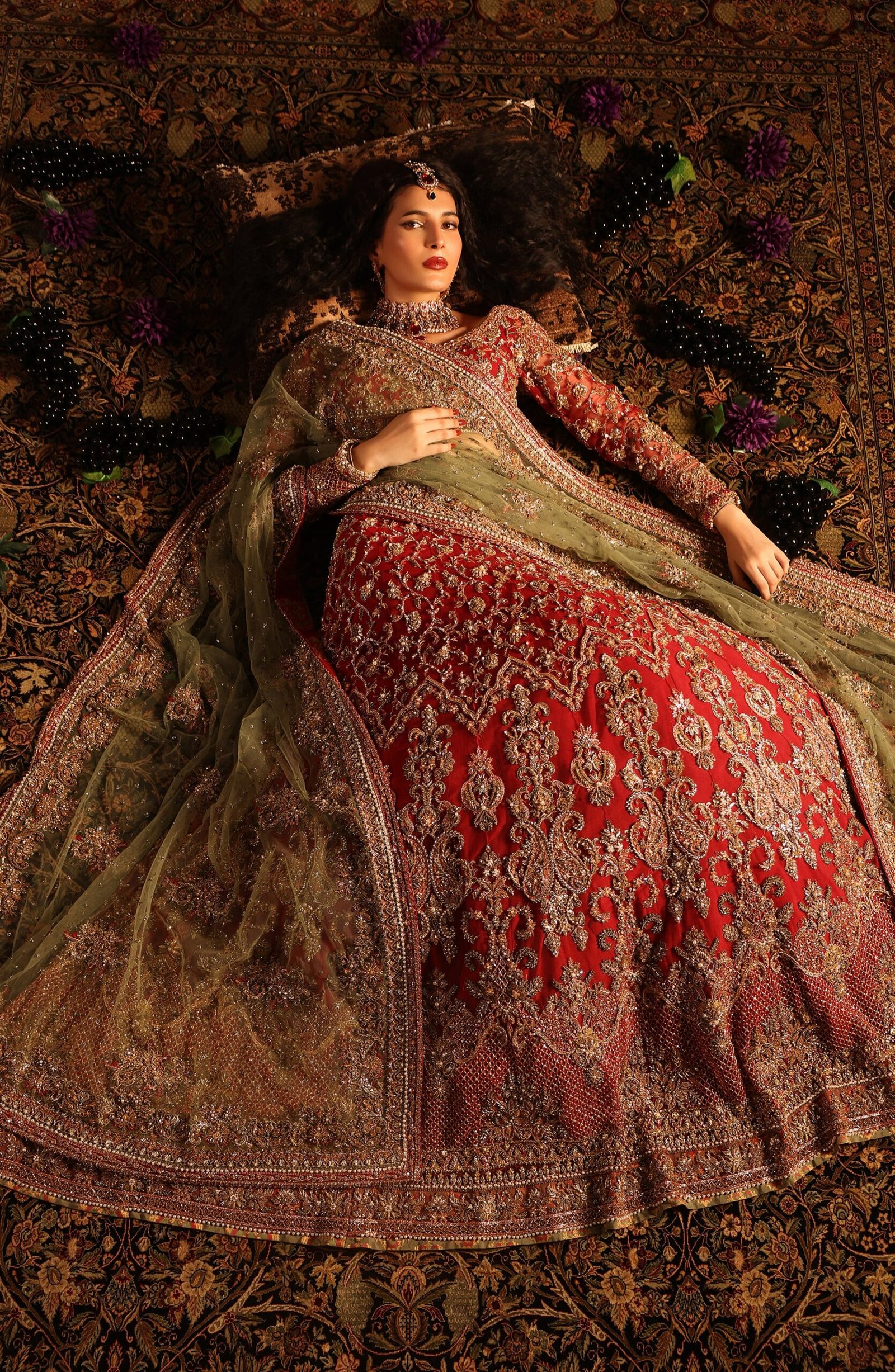 Classic Red Bridal Lehenga - Image 2