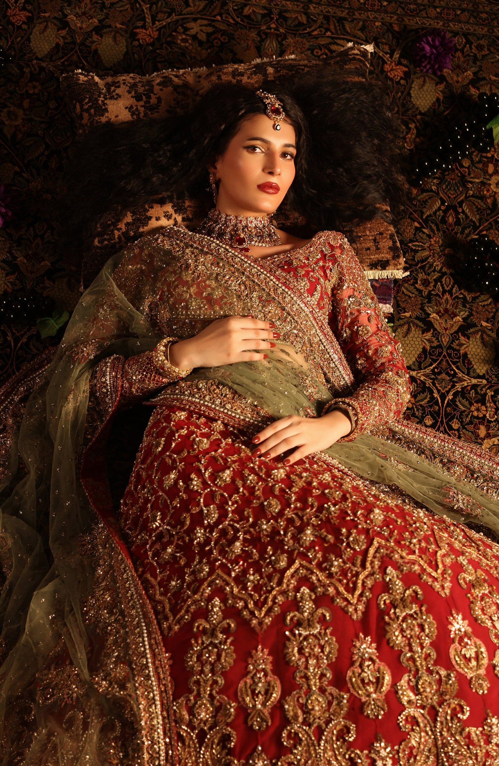 Classic Red Bridal Lehenga - Image 3