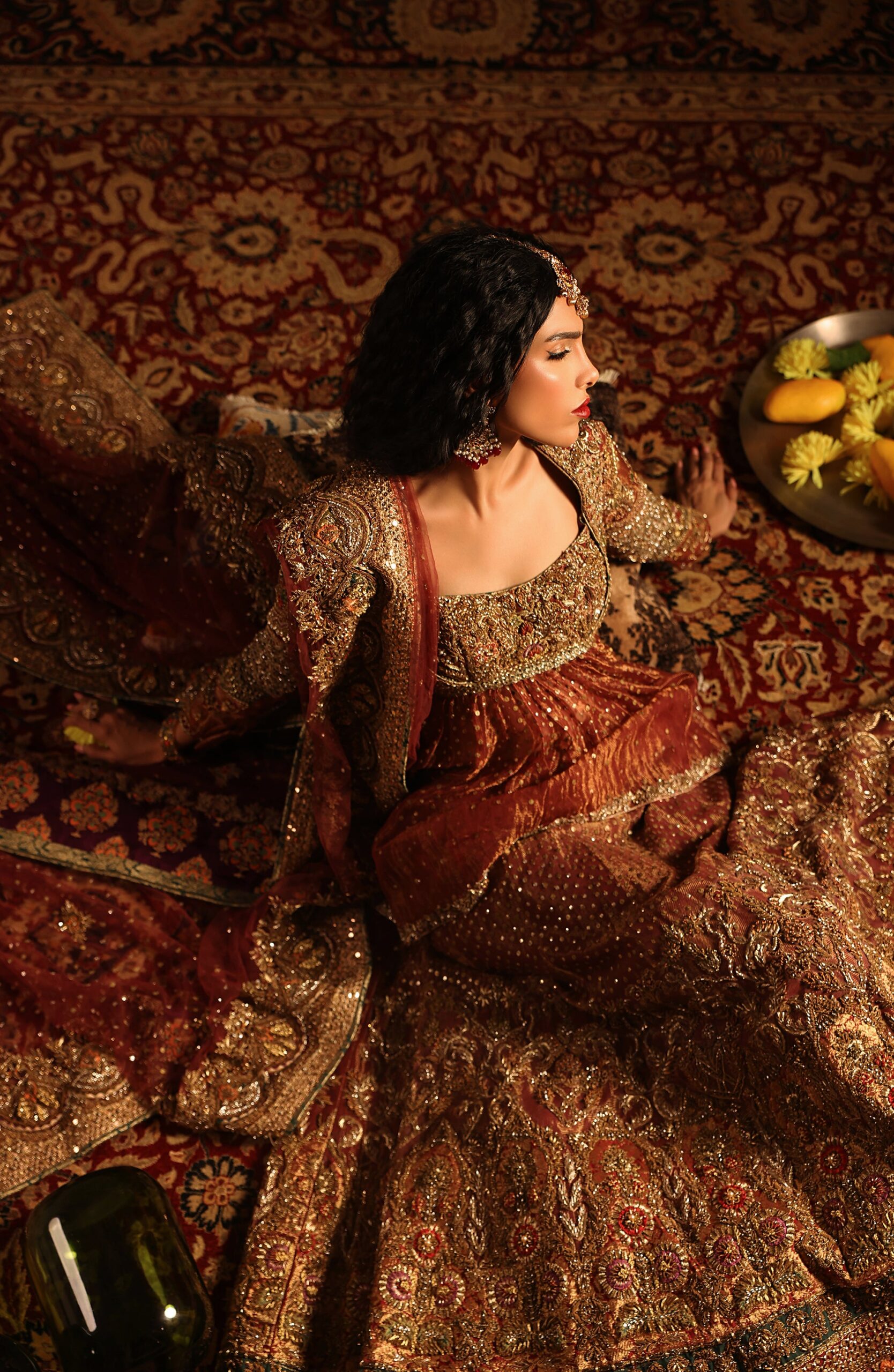 Shalimar Red Tissue Lehnga - Image 3