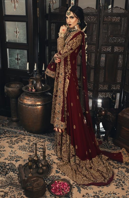 Signature Bridal Ensemble with Gold Embroidery - Image 3