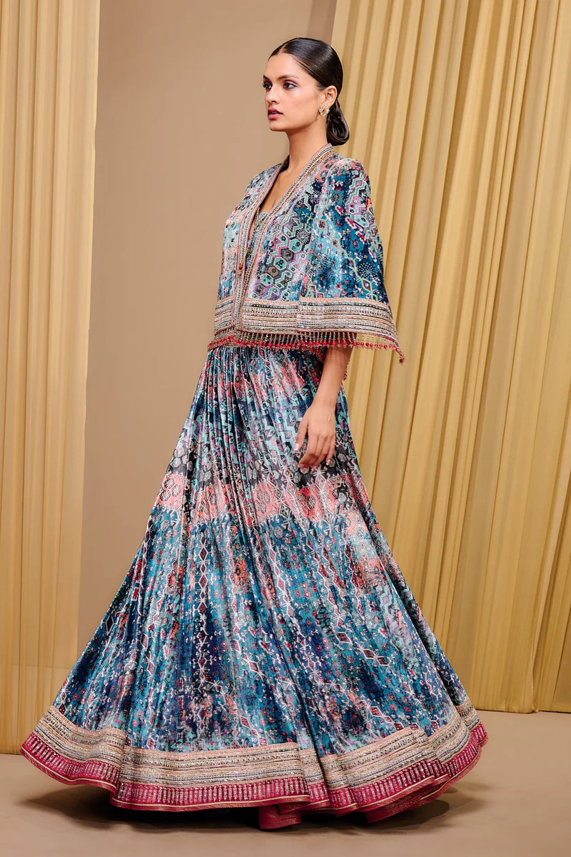 Printed Cape Lehenga Set - Image 2