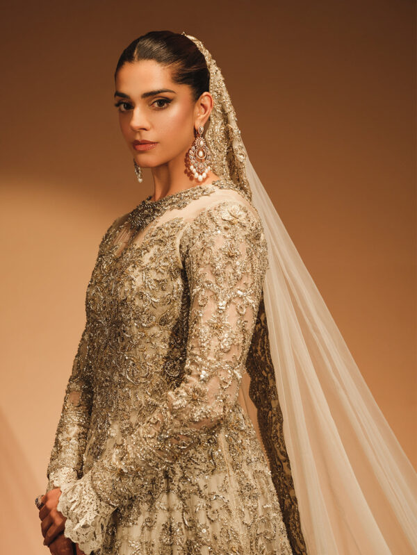 Bridal Gown with a Net Veil