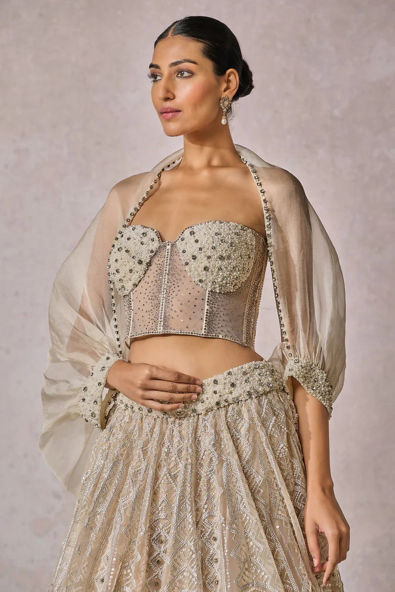 Ethereal Bustier Shirt Lehenga - Image 2