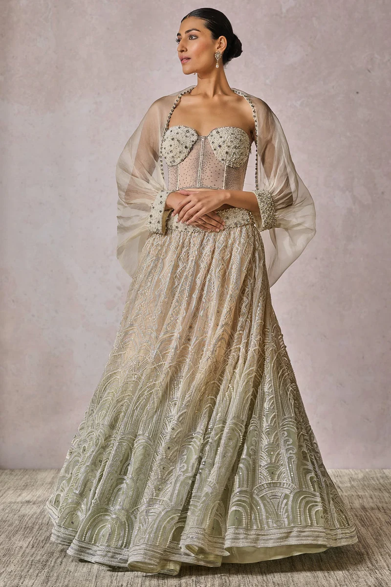 Ethereal Bustier Shirt Lehenga - Image 3