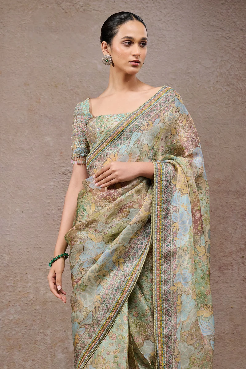 Floral Organza Saree - Image 4