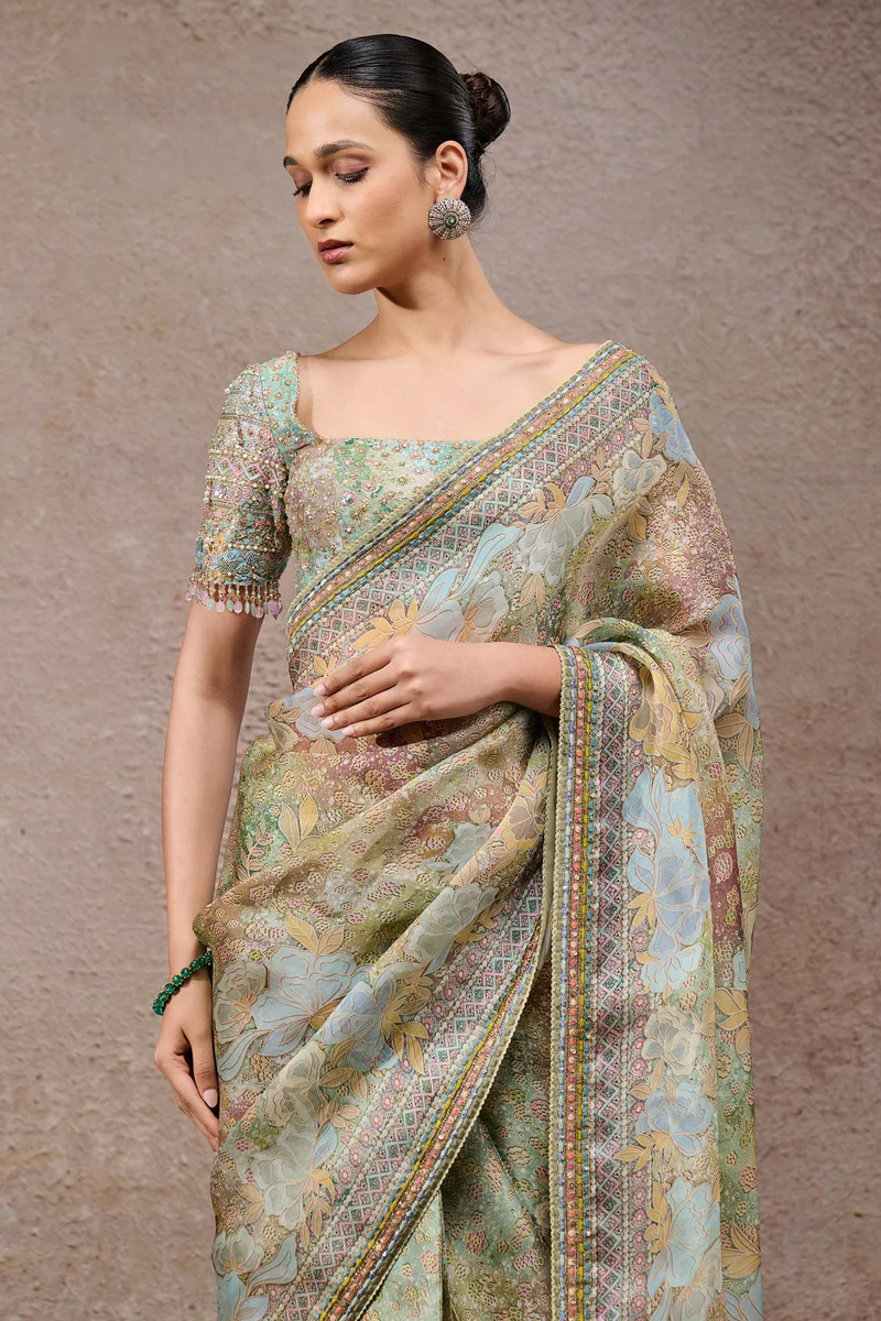 Floral Organza Saree - Image 3