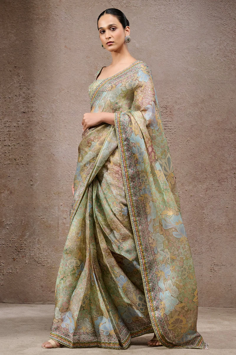 Floral Organza Saree - Image 5