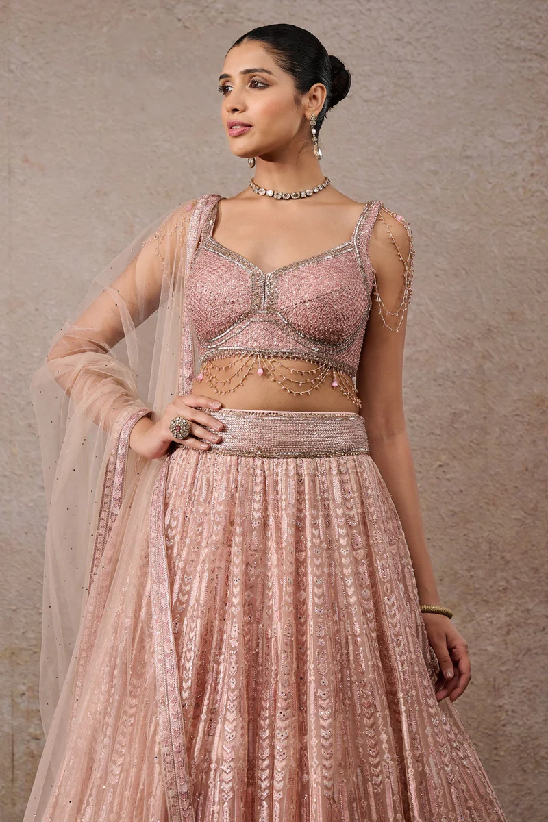 Sequin Delicate Hand Embroidered Lehenga - Image 4
