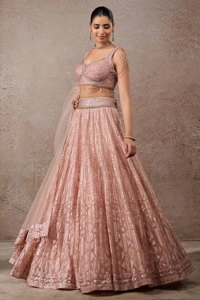 Sequin Delicate Hand Embroidered Lehenga - Image 3